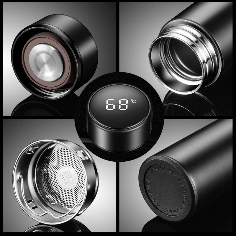 Smart Stainless Steel Thermos Bottle – 500 ml Display